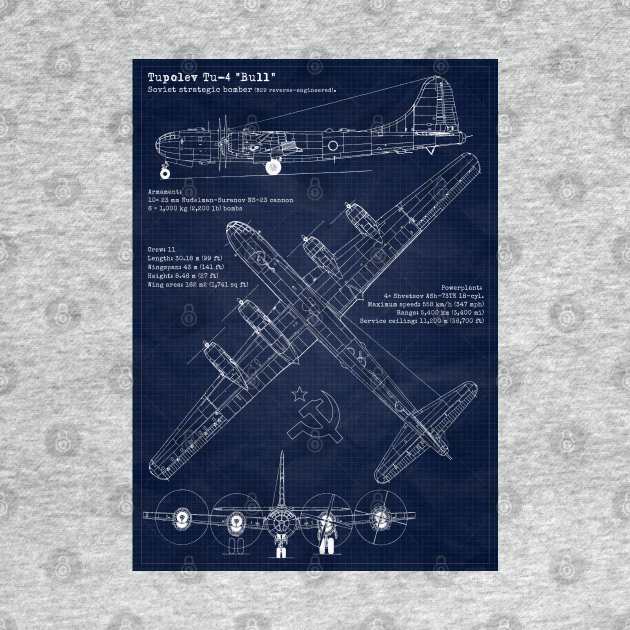 Tupolev Tu4 Bull URSS Blueprint by Aircraft.Lover